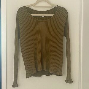 Green Ribbed Long Sleeve Top